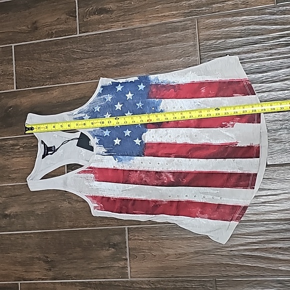 NWT Rock & Republic Women's Medium Gray Stylish USA Flag Tank Top - Picture 4 of 4